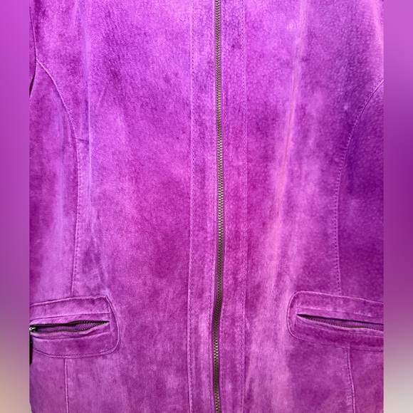 VINTAGE Jones New York Vibrant Purple Leather Suede Jacket PERFECT Size XL - Picture 4 of 11